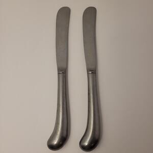 Present Stainless Table Knife Hollow Pistol Handle Set Of 2 Korea Pre-Owned